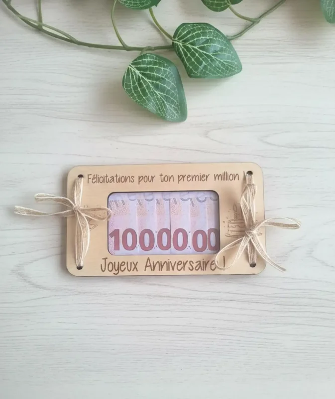 Support de billet cadeau en bois personnalisé