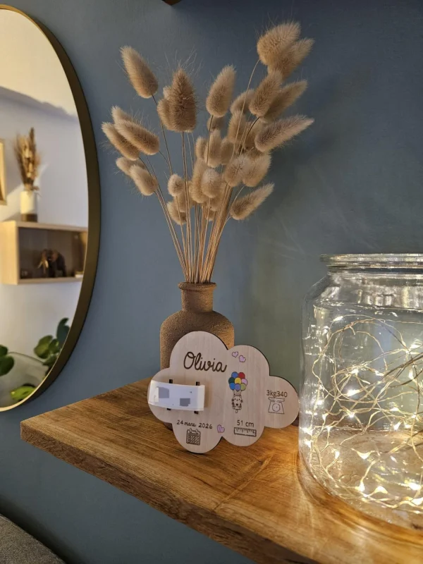 Porte bracelet naissance en bois personnalisé- Support pour bracelet nouveau né
