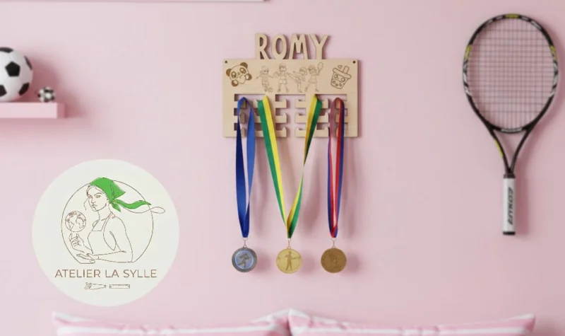 Porte médaille personnalisé en bois