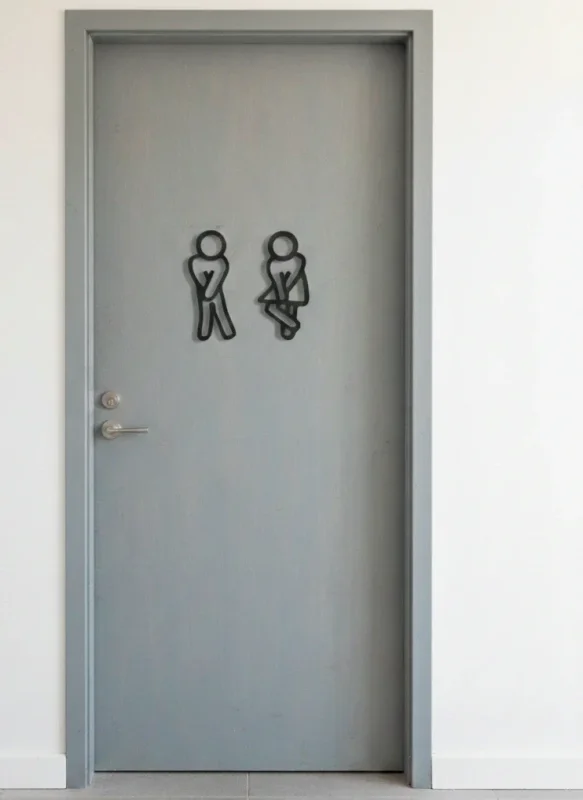 Plaque de Porte WC Humoristique en Bois – Homme & Femme Pressés 