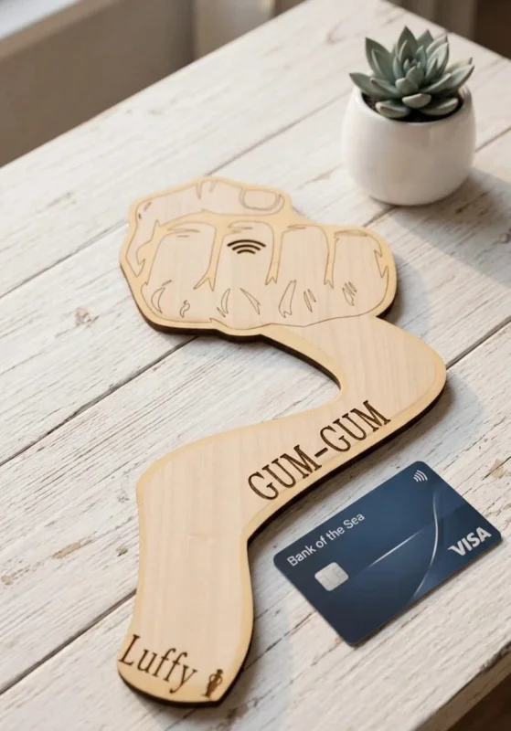 Support de paiement sans contact en bois – inspiré du manga "one piece"